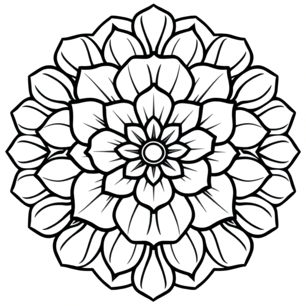 Giant Rose Mandala Pattern Coloring Page