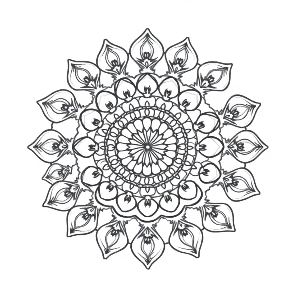 Graceful Abstract Spiral Mandala Coloring Page