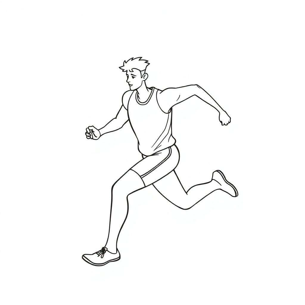 Graceful Athlete Running Coloring Page