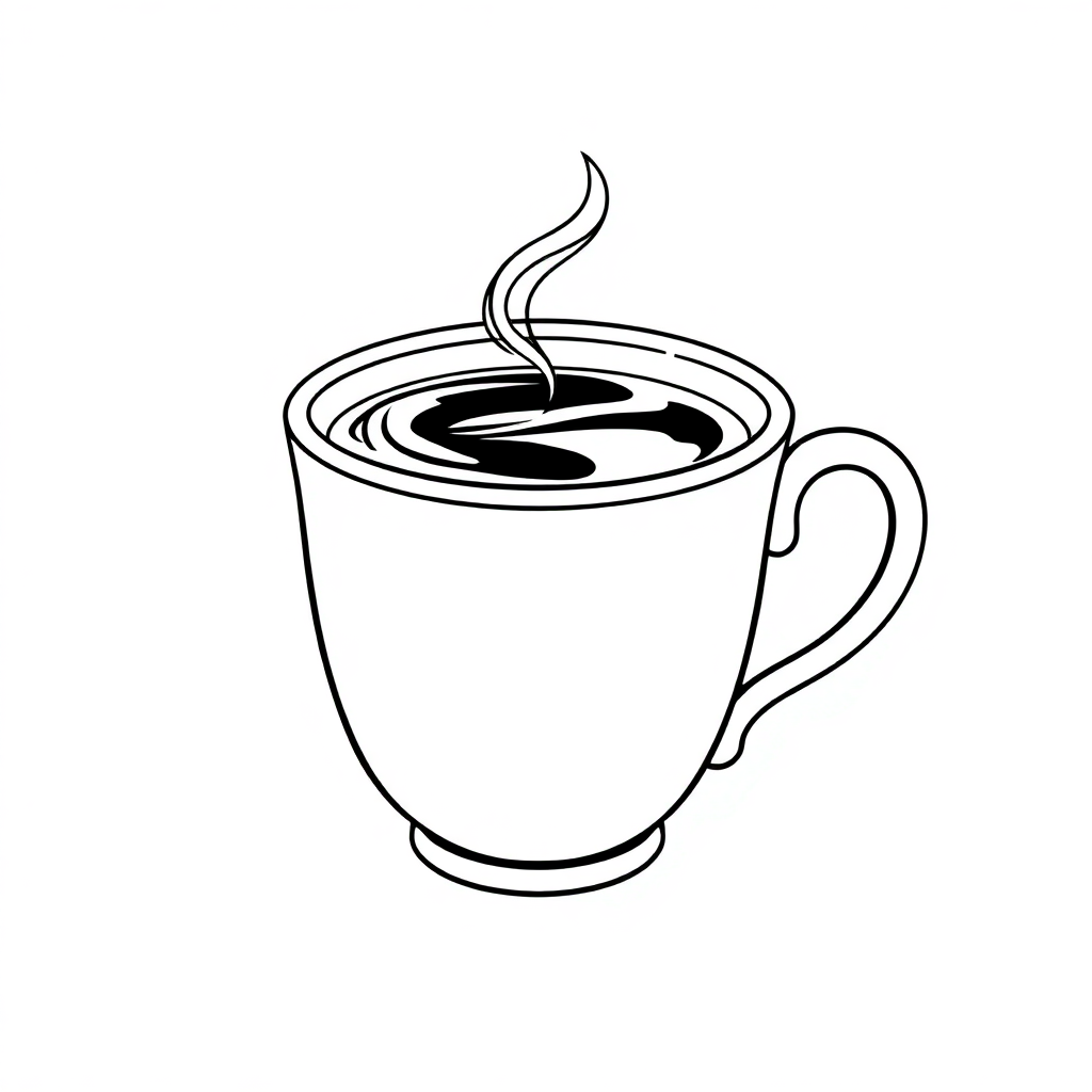 Graceful Coffee Cup Coloring Page