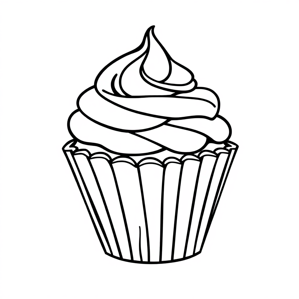 Graceful Cupcake Decorated Coloring Page