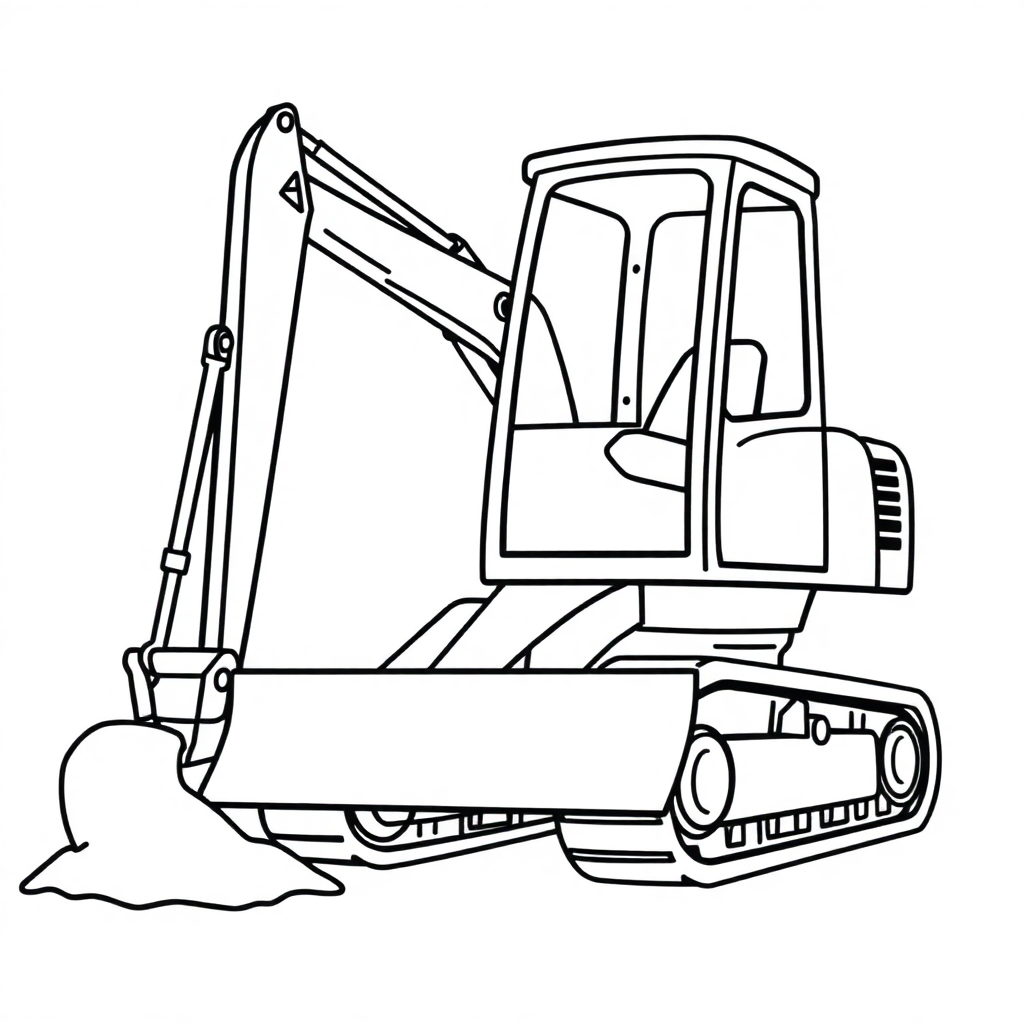 Graceful Excavator Digging Coloring Page