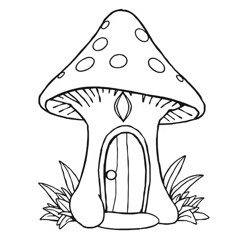 Graceful Fairy Mushroom House Coloring Page