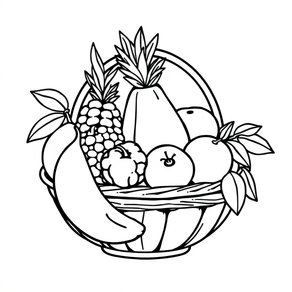 Graceful Fruit Basket Coloring Page