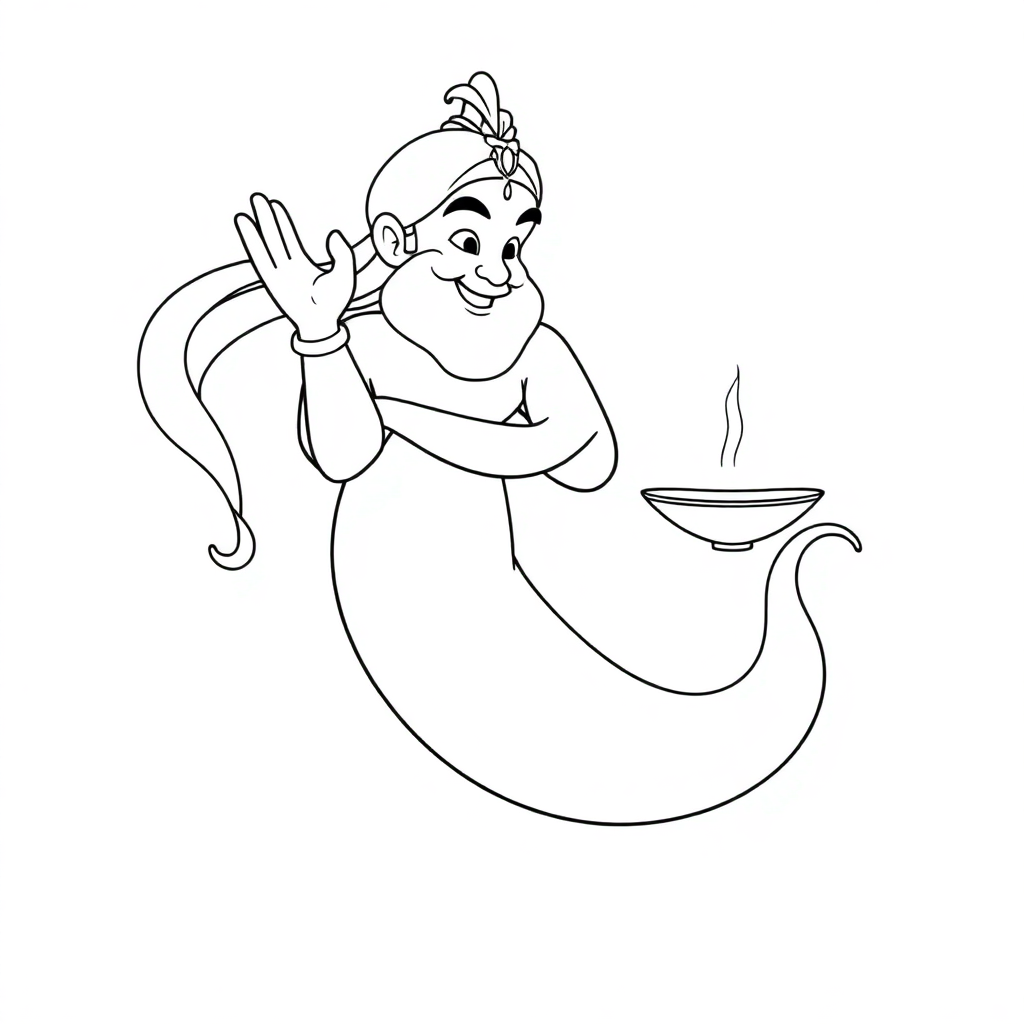 Graceful Genie From Lamp Coloring Page