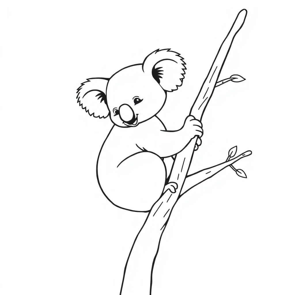 Graceful Koala On Tree Coloring Page