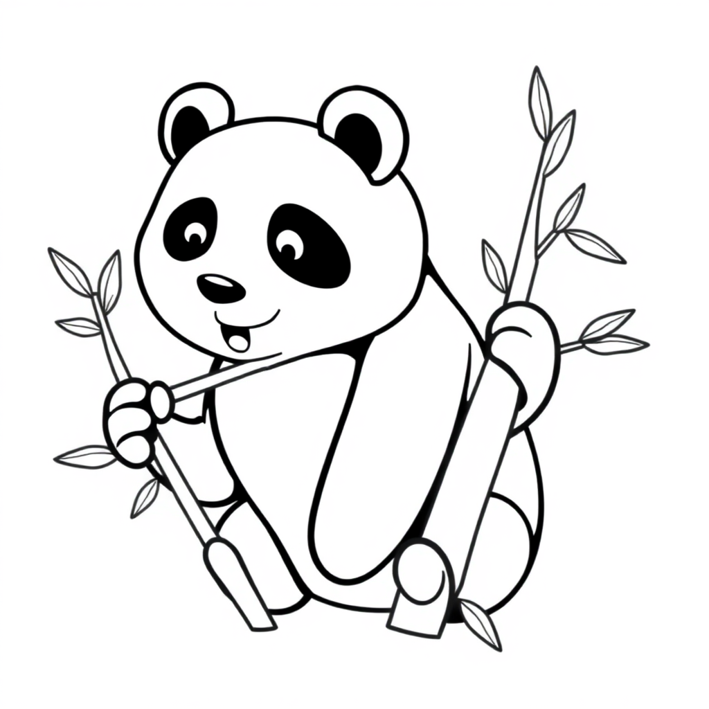 Graceful Panda Eating Bamboo Coloring Page