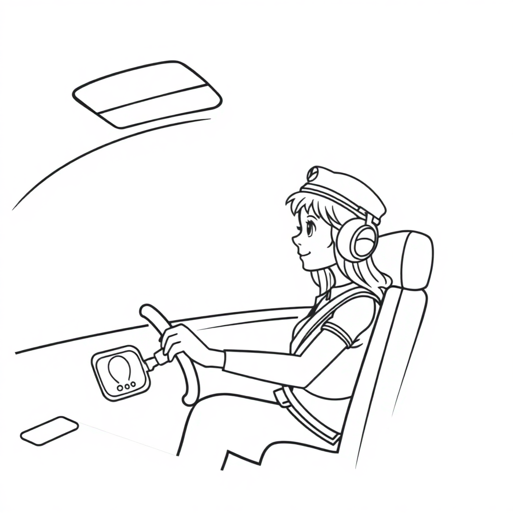 Graceful Pilot In Cockpit Coloring Page