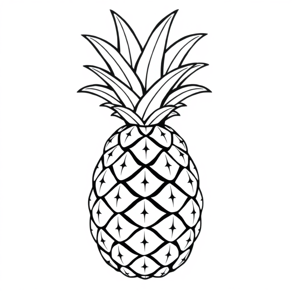 Graceful Pineapple Coloring Page