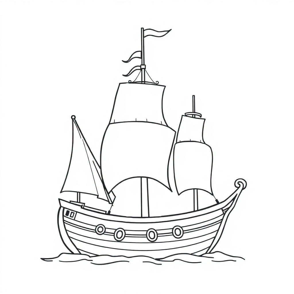 Graceful Pirate Ship Coloring Page