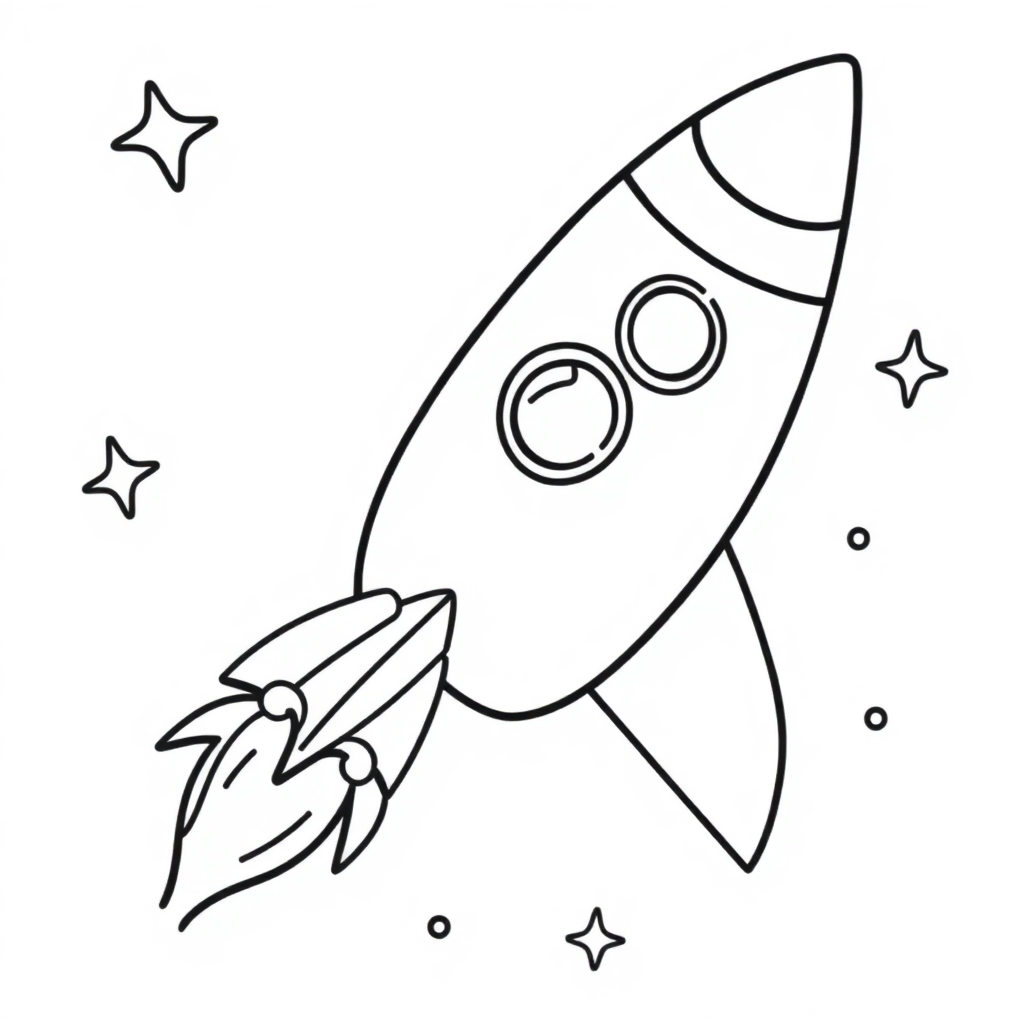 Graceful Rocket Ship Flying Coloring Page