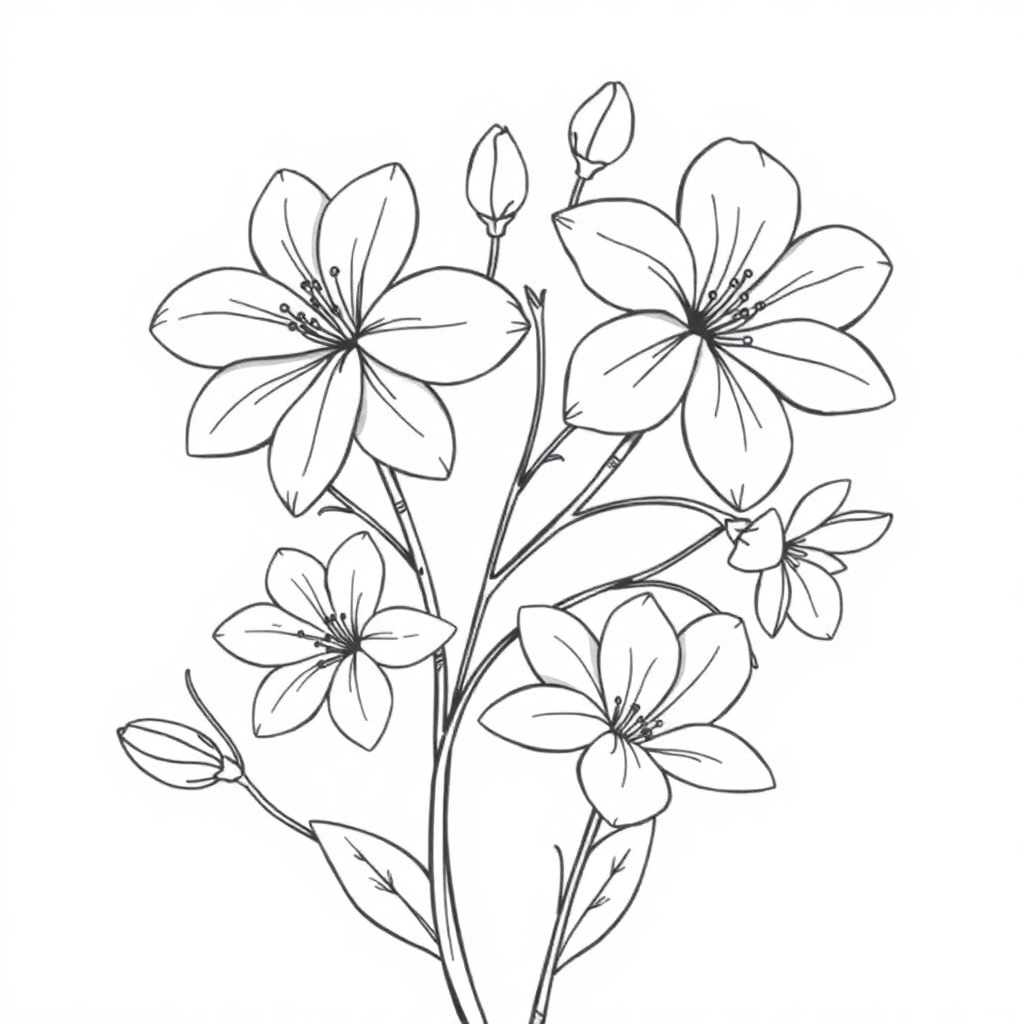 Graceful Spring Blossoms Coloring Page