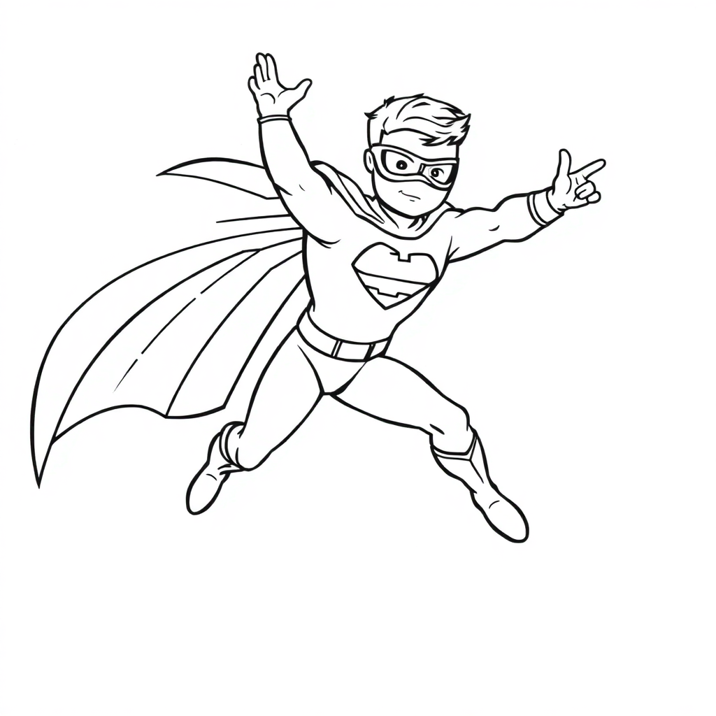 Graceful Superhero Flying Coloring Page