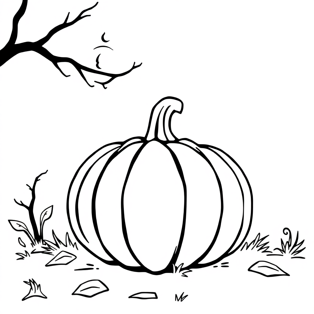 Halloween Pumpkin At Night Coloring Page