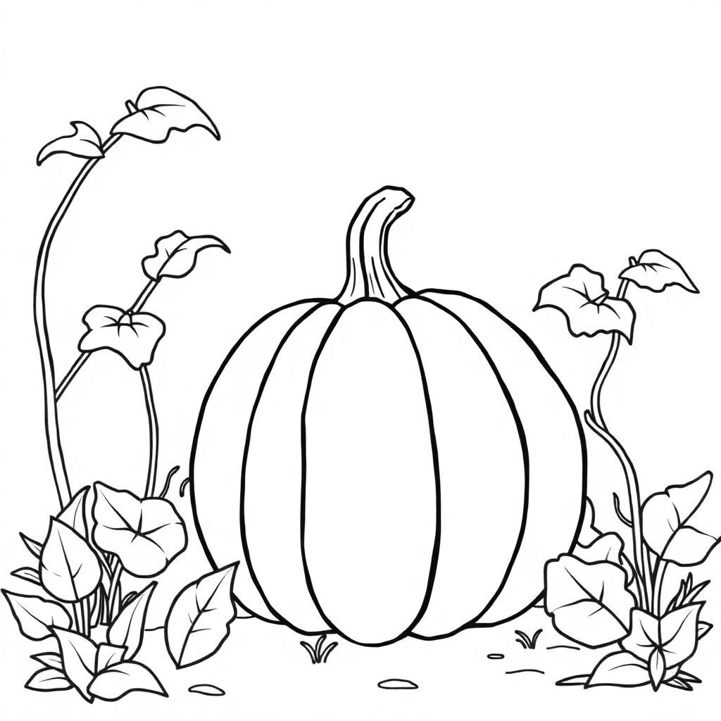 Halloween Pumpkin In Garden Coloring Page