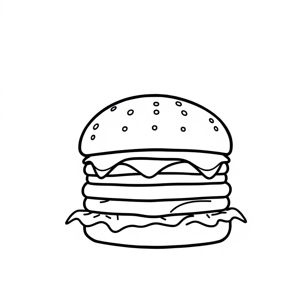 Hamburger At Sunset Coloring Page
