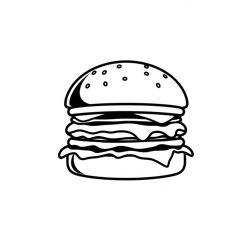 Hamburger In Space Coloring Page