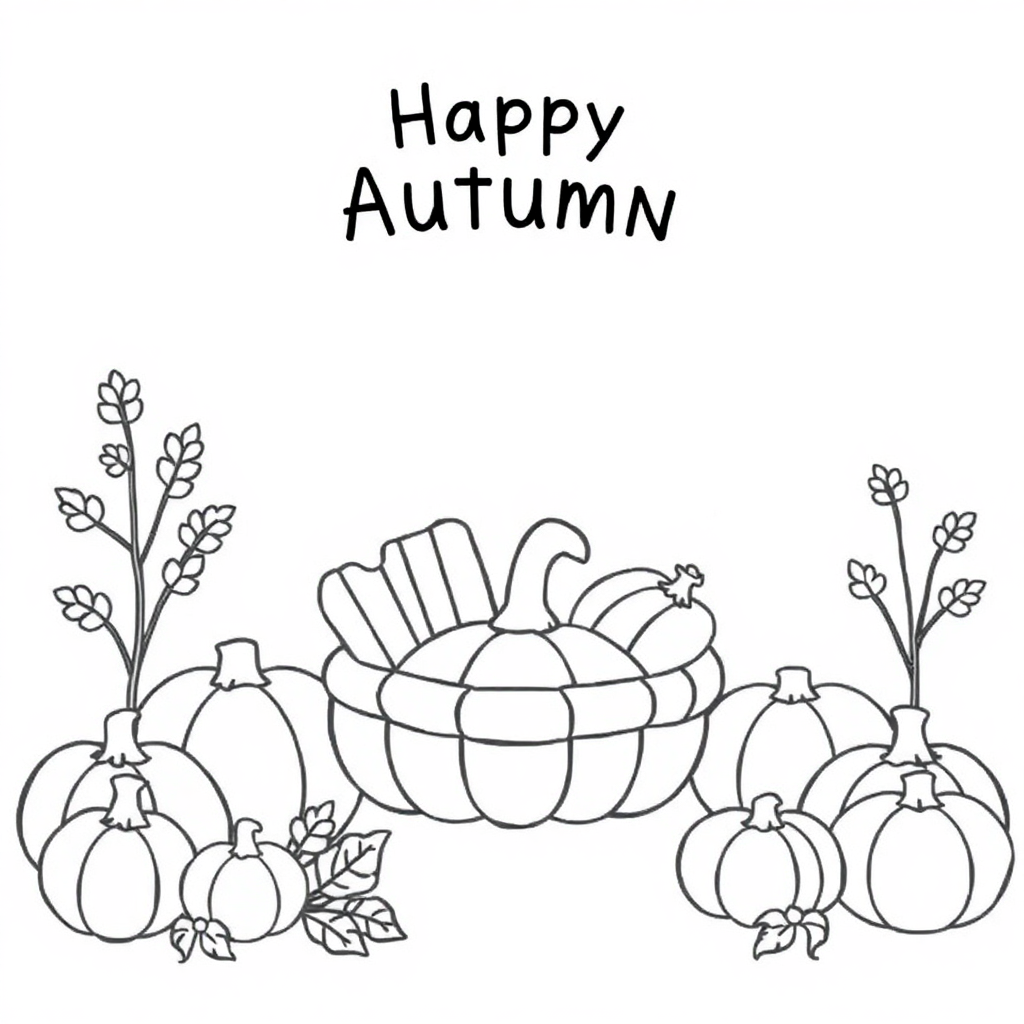 Happy Autumn Harvest Coloring Page