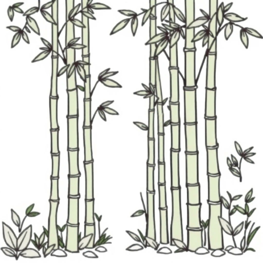 Happy Bamboo Forest Coloring Page