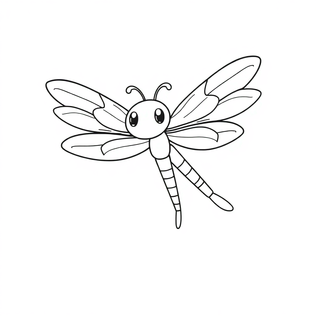 Happy Dragonfly Coloring Page