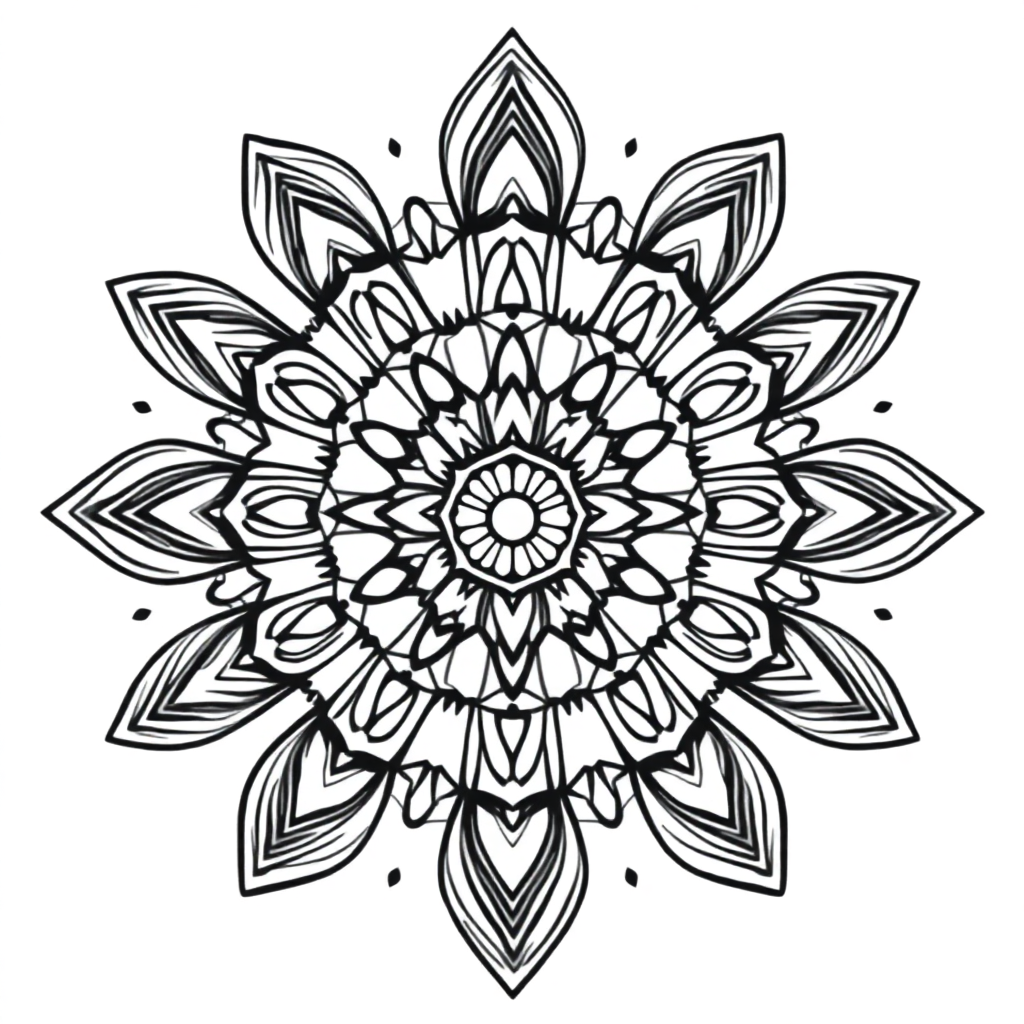 Happy Geometric Mandala Pattern Coloring Page