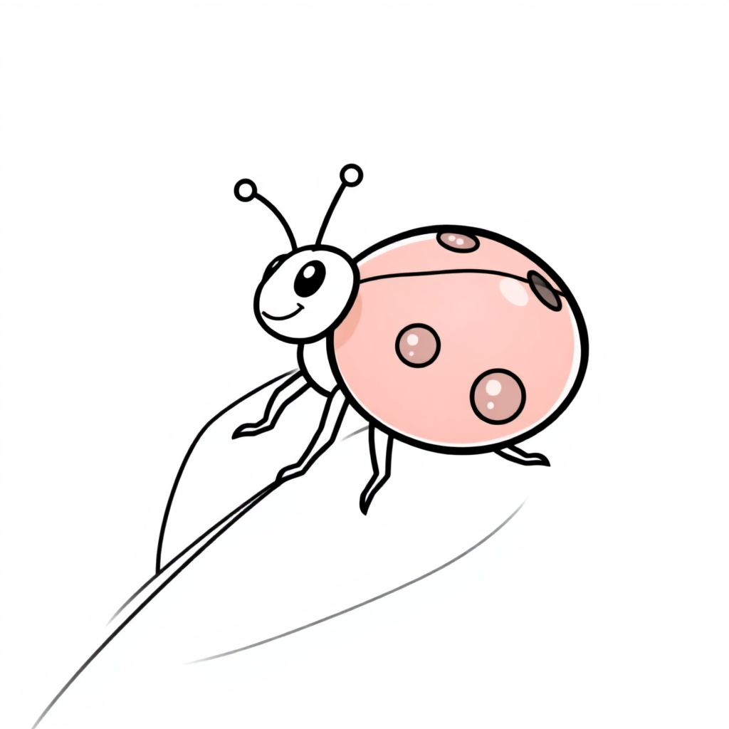 Happy Ladybug On Leaf Coloring Page
