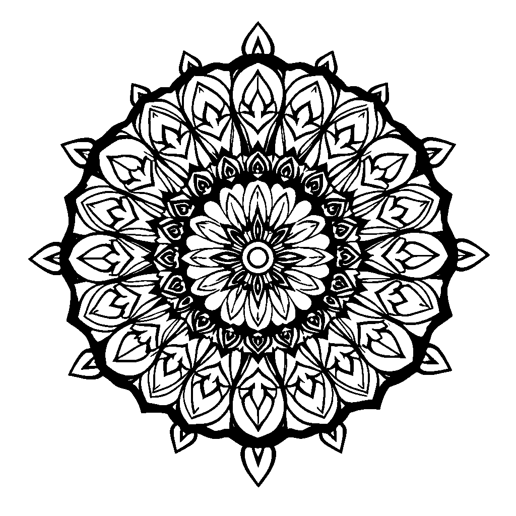 Happy Nature Inspired Mandala Coloring Page