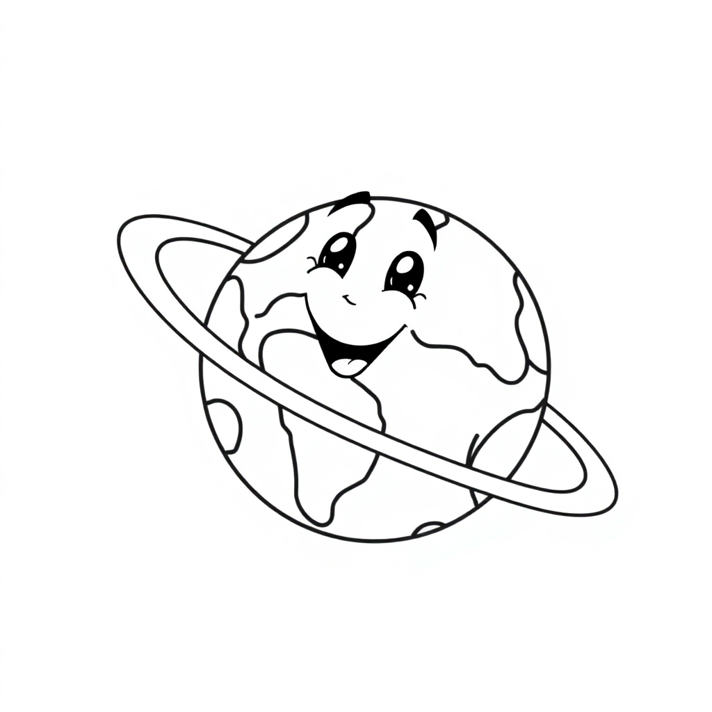 Happy Satellite Orbiting Earth Coloring Page