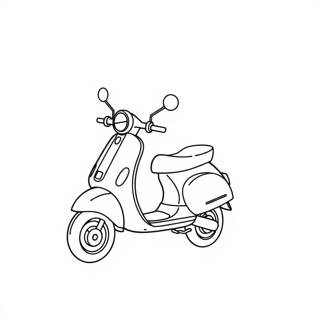 Happy Scooter Coloring Page