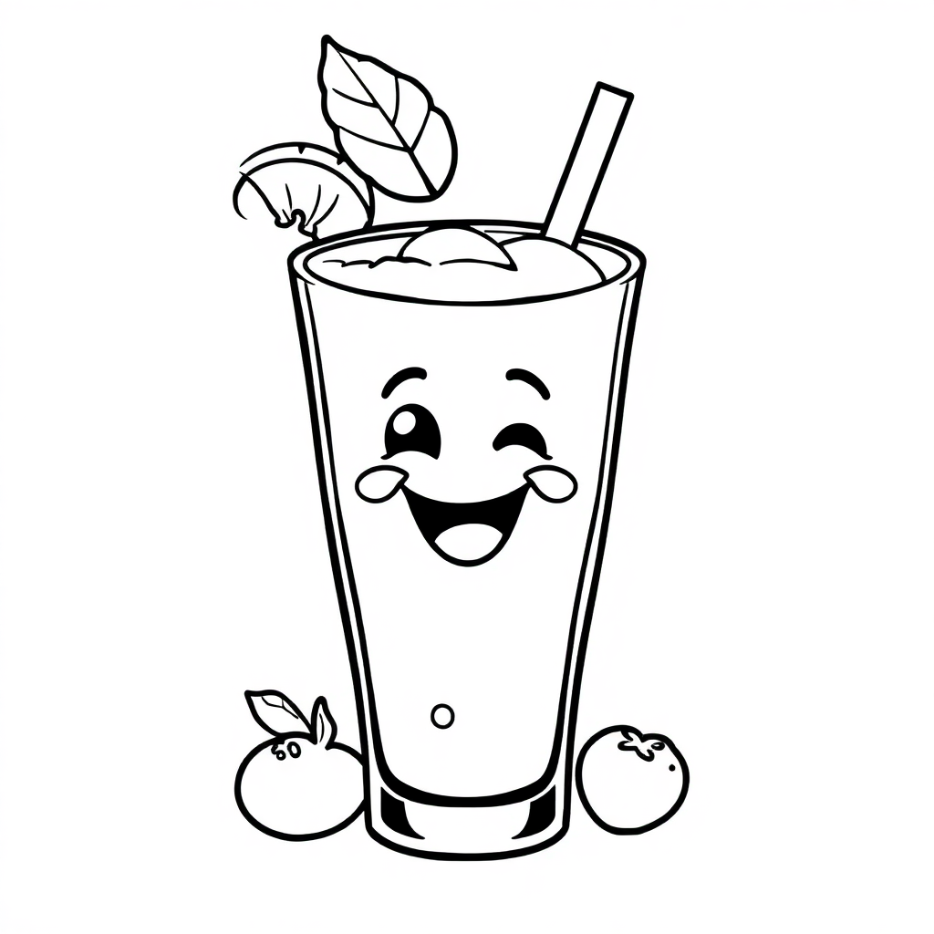 Happy Smoothie Glass Coloring Page