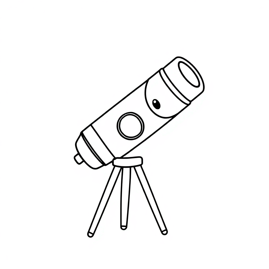 Happy Space Telescope Coloring Page