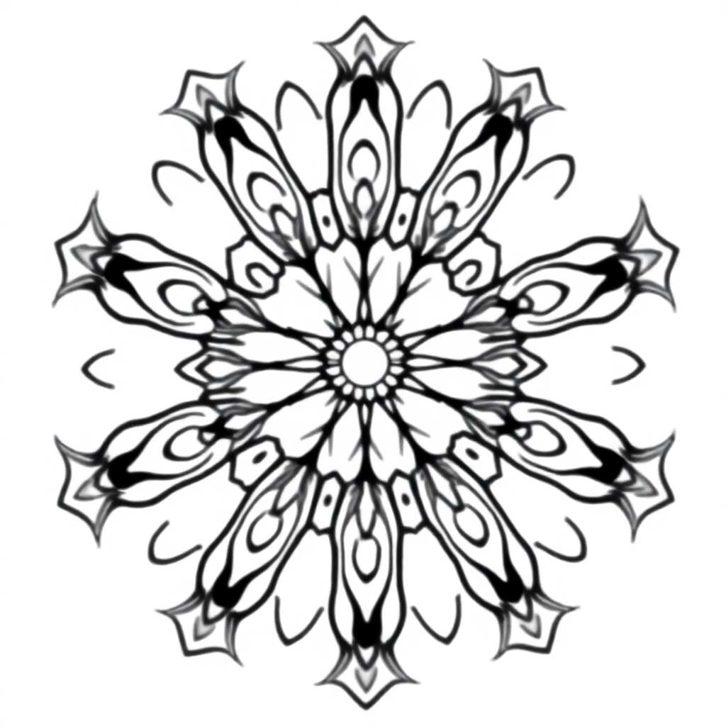 Happy Symmetrical Mandala Pattern Coloring Page