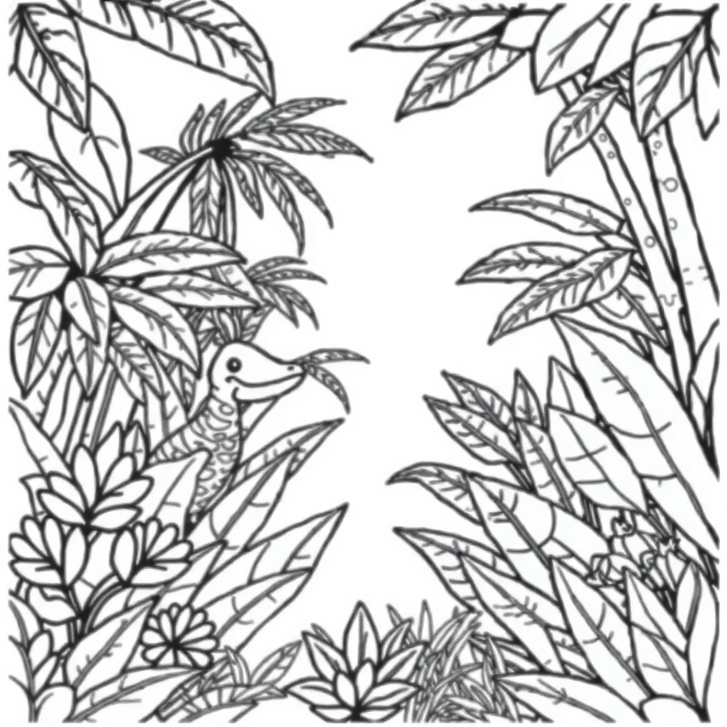 Happy Tropical Jungle Coloring Page