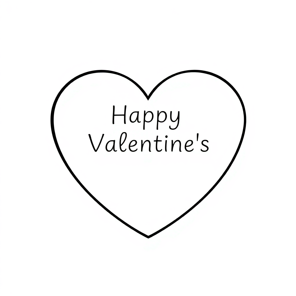 Happy Valentines Heart Coloring Page