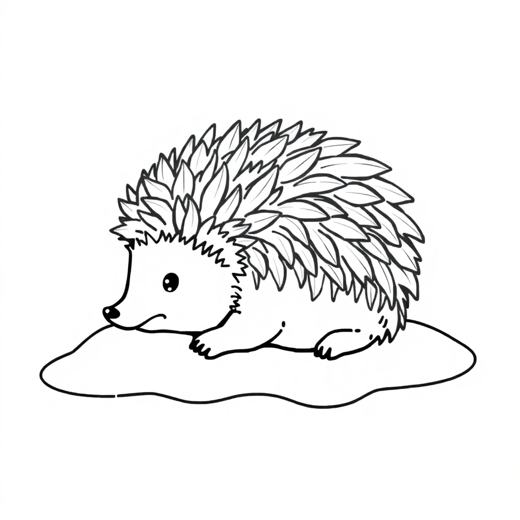 Hedgehog Curled Up On Beach Coloring Page