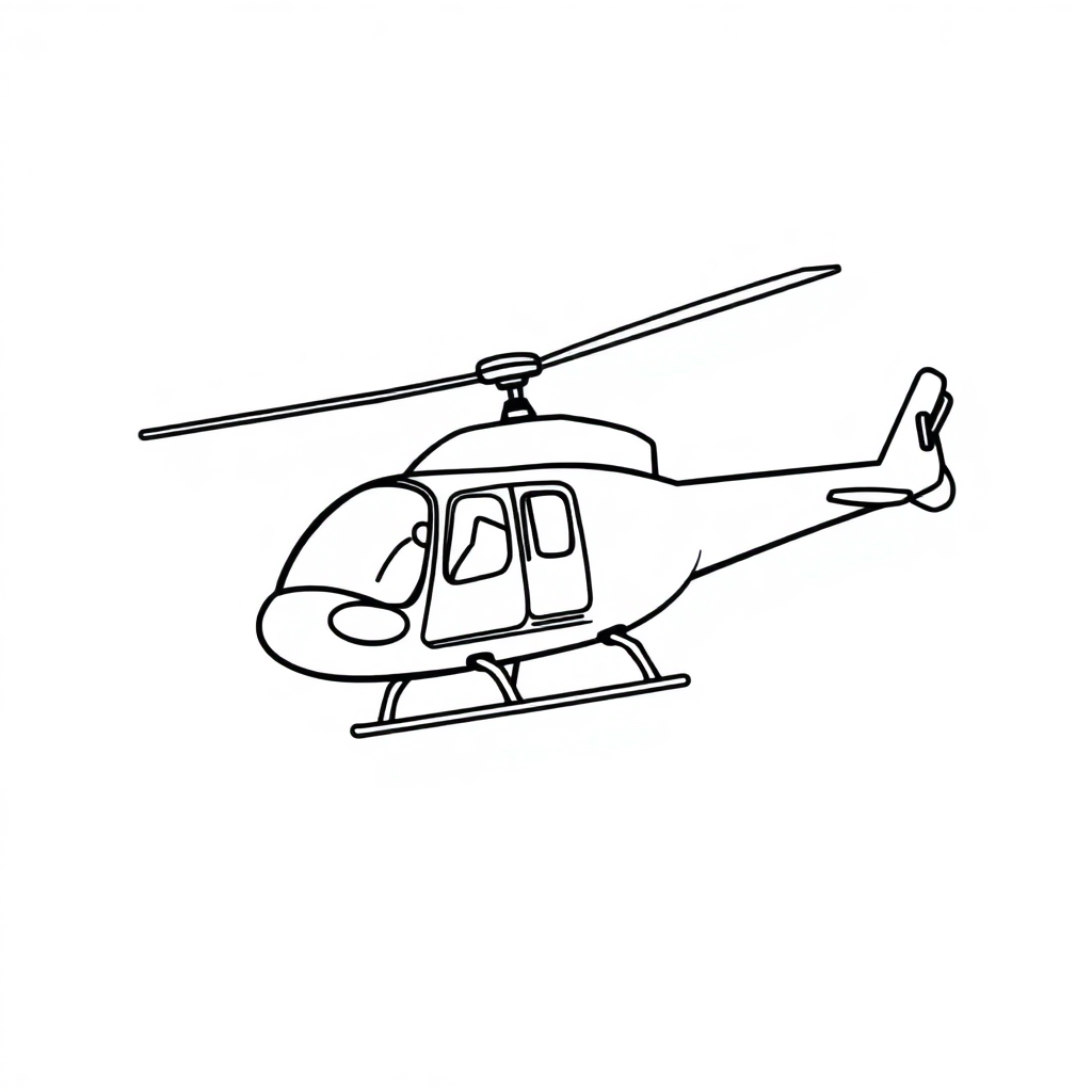 Helicopter Flying At Night Coloring Page