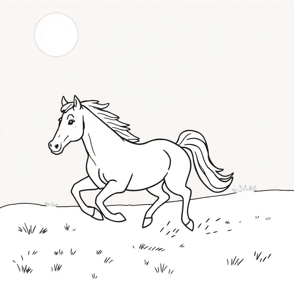 Horse Running At Night Coloring Page