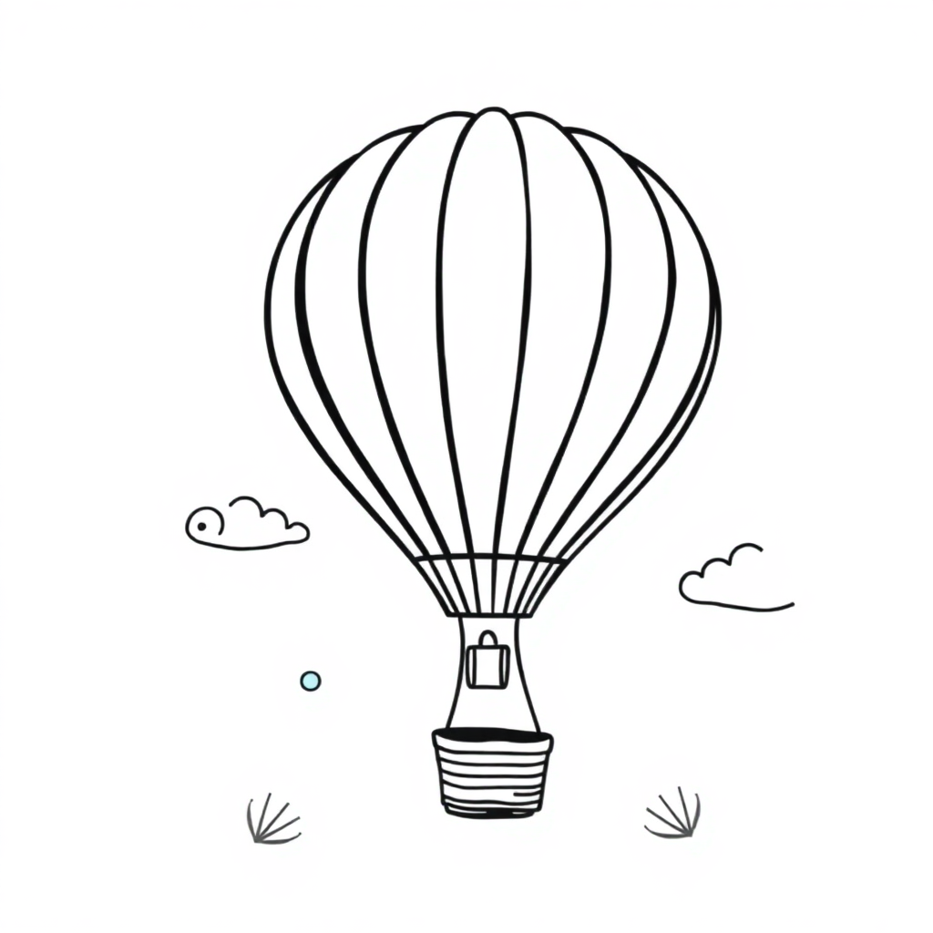 Hot Air Balloon Underwater Coloring Page