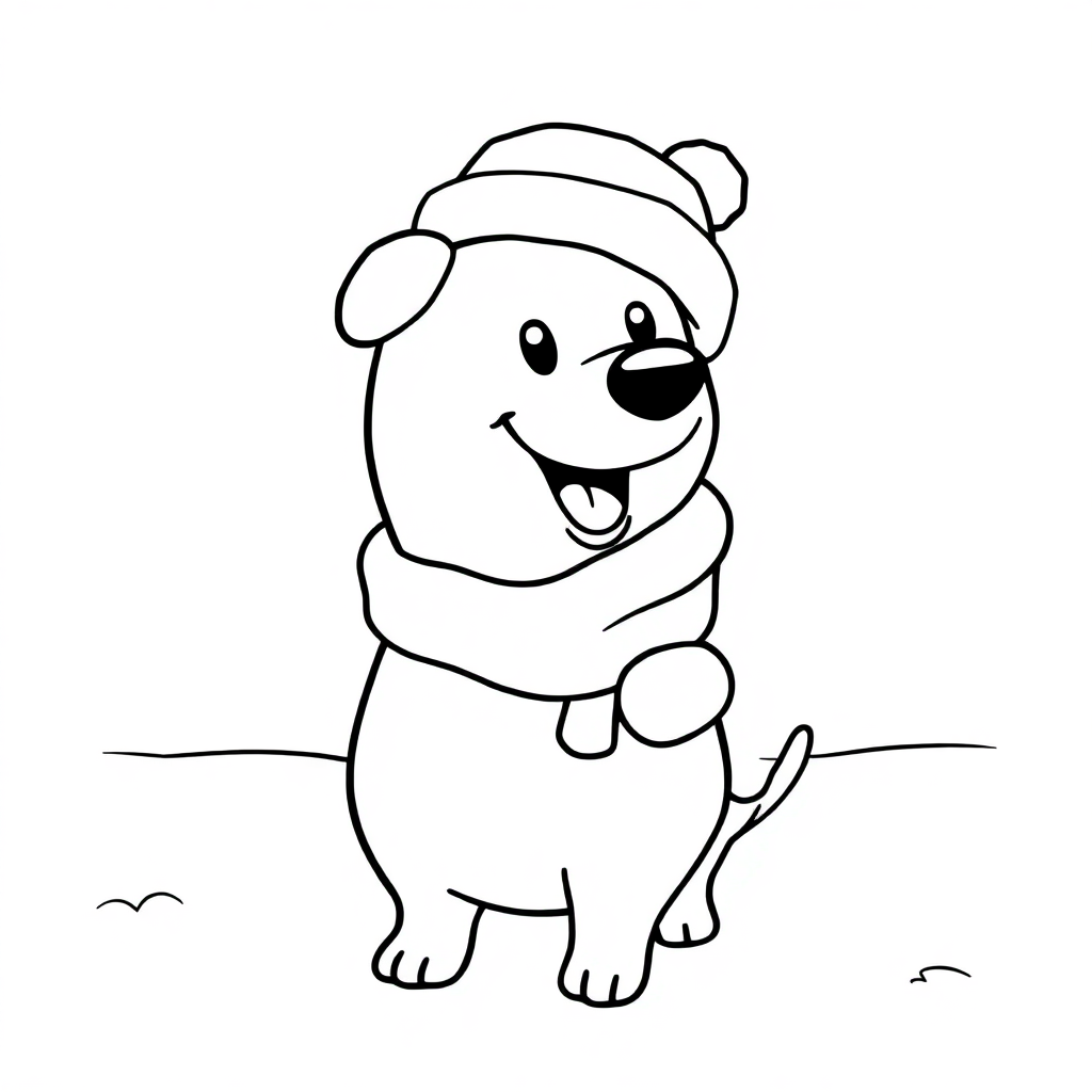 Hot Dog In Winter Coloring Page