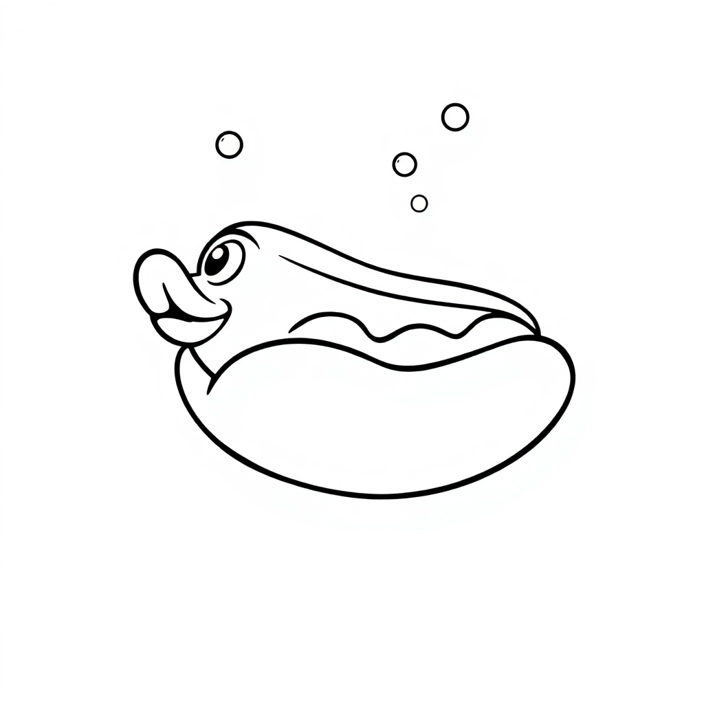 Hot Dog Underwater Coloring Page