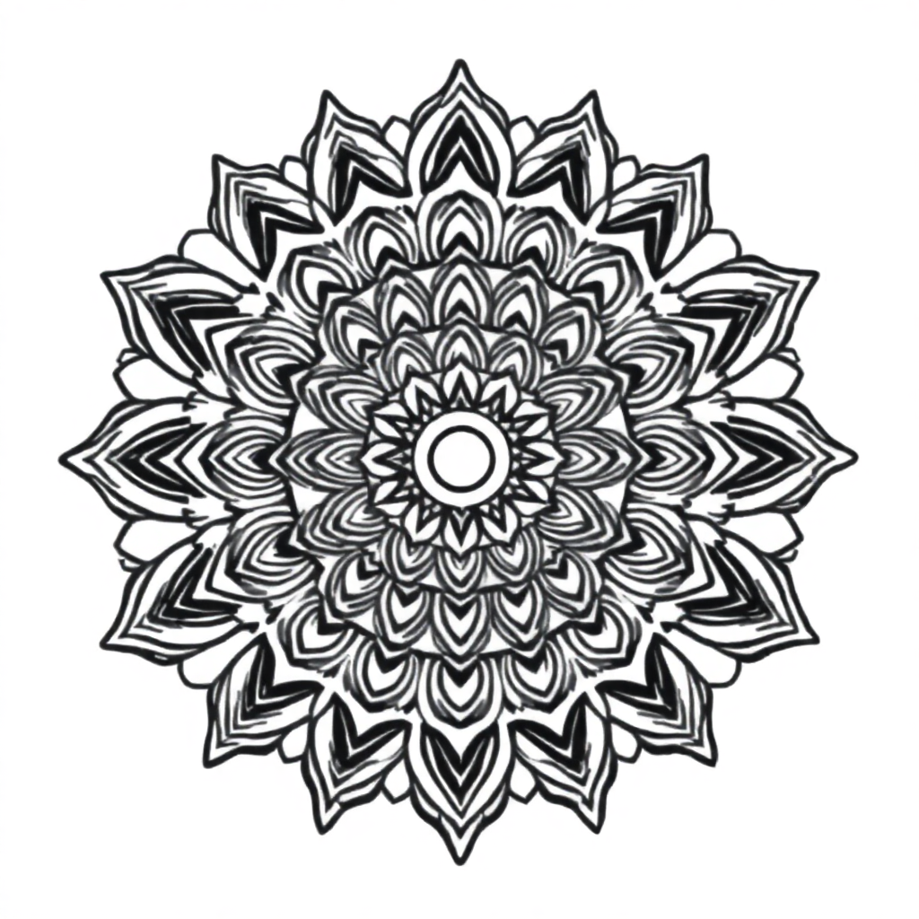 Indian Style Mandala In Space Coloring Page