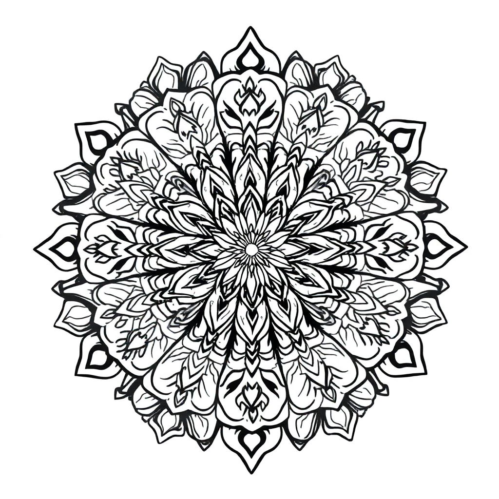 Intricate Floral Mandala In Winter Coloring Page