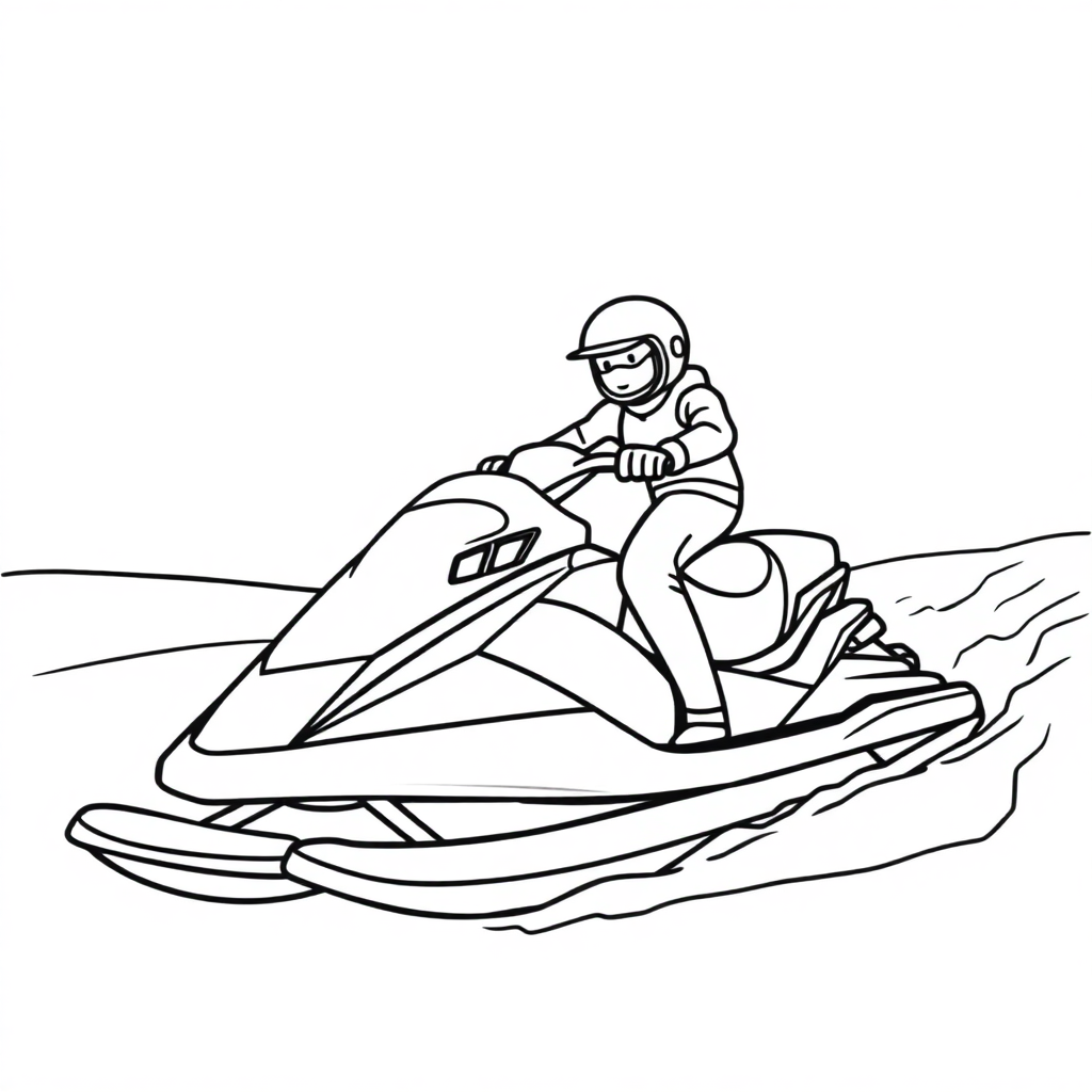 Jet Ski In Winter Coloring Page