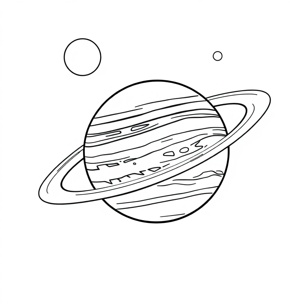 Jupiter And Moons In Space Coloring Page