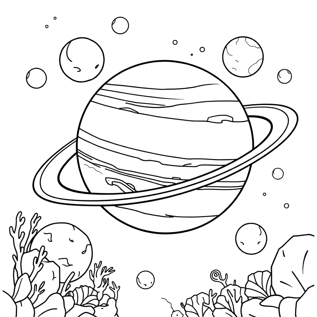 Jupiter And Moons Underwater Coloring Page