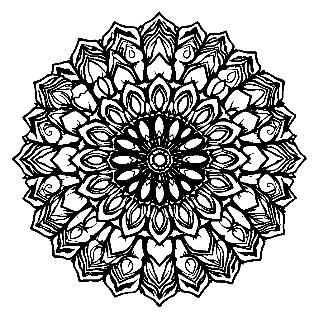Kaleidoscope Mandala On Beach Coloring Page