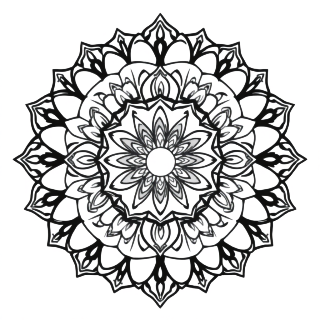Kawaii Art Nouveau Mandala Coloring Page