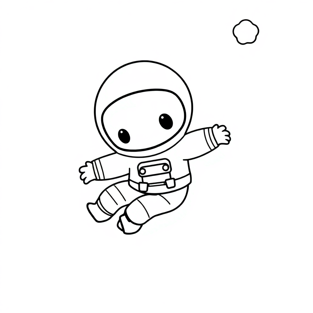 Kawaii Astronaut Floating In Space Coloring Page