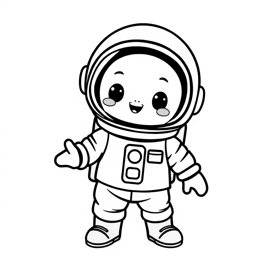 Kawaii Astronaut In Suit Coloring Page