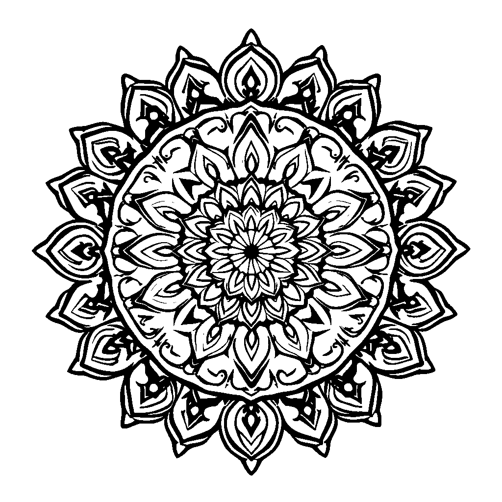 Printable Kawaii Bohemian Mandala Coloring Page